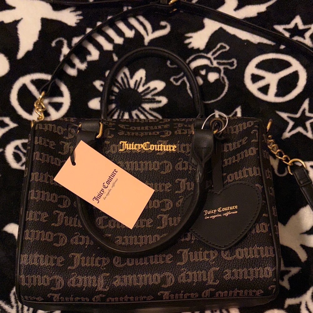 Juicy Couture Black and Gold Logo Satchel